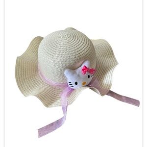 HELLO KITTY Cream and Pink Kids Sun Hat one size